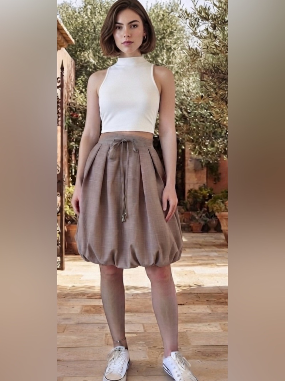Deja Bleu Premium Women's Bubble Hem Skirt